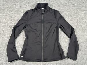 Lacoste Sport Track Jacket Womens 36 Small Black Zip-Up Fleece Outdoors Stretch